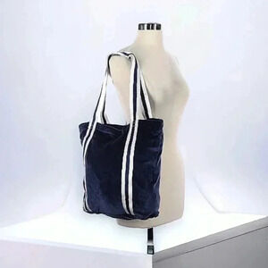 Victoria's Secret Pink Velour Blue and white tote bag. Rare..Nwt